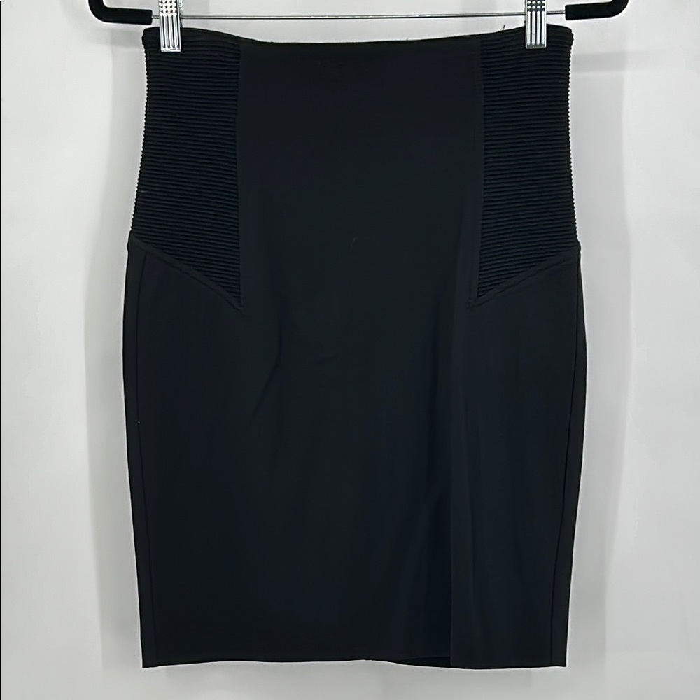 Alexander Wang Full Zip Back Ribbed Waist Paneled Skirt Black NWT Size 10
